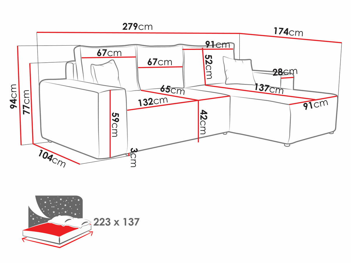 Sarokkanapé Malaga (Maryn) L, Szín: Manila 18, Változatok: Balos