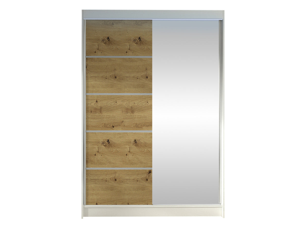 Gardróbszekrény Linem III (Parys III), Szín: Fehér + Artisan tölgy, Led világítás: Igen