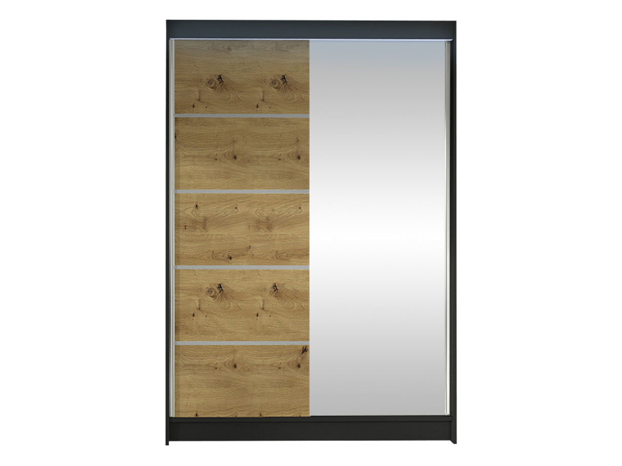 Gardróbszekrény Linem III (Parys III), Szín: Fekete + Artisan tölgy, Led világítás: Igen