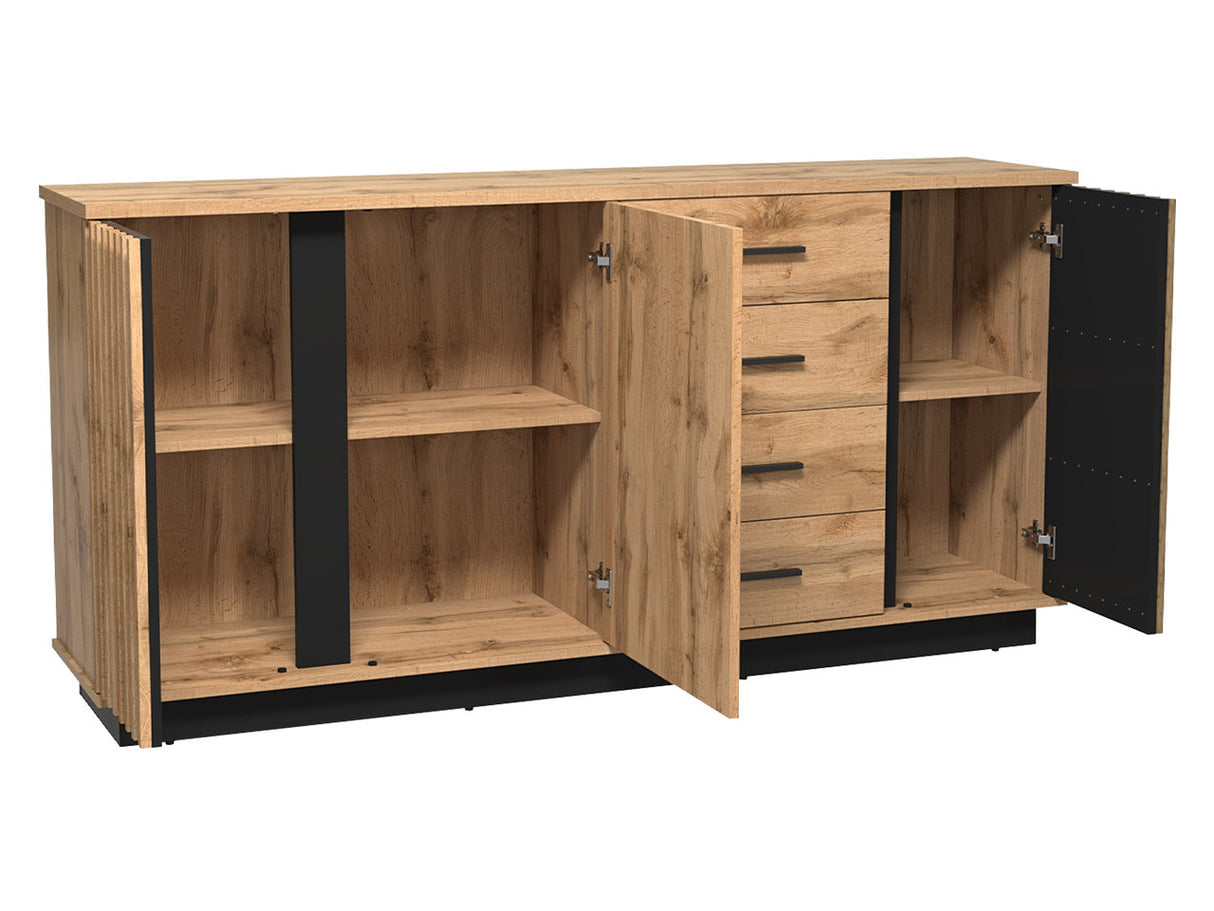 Komód LAMELO LA21 Dąb wotan + Czarny