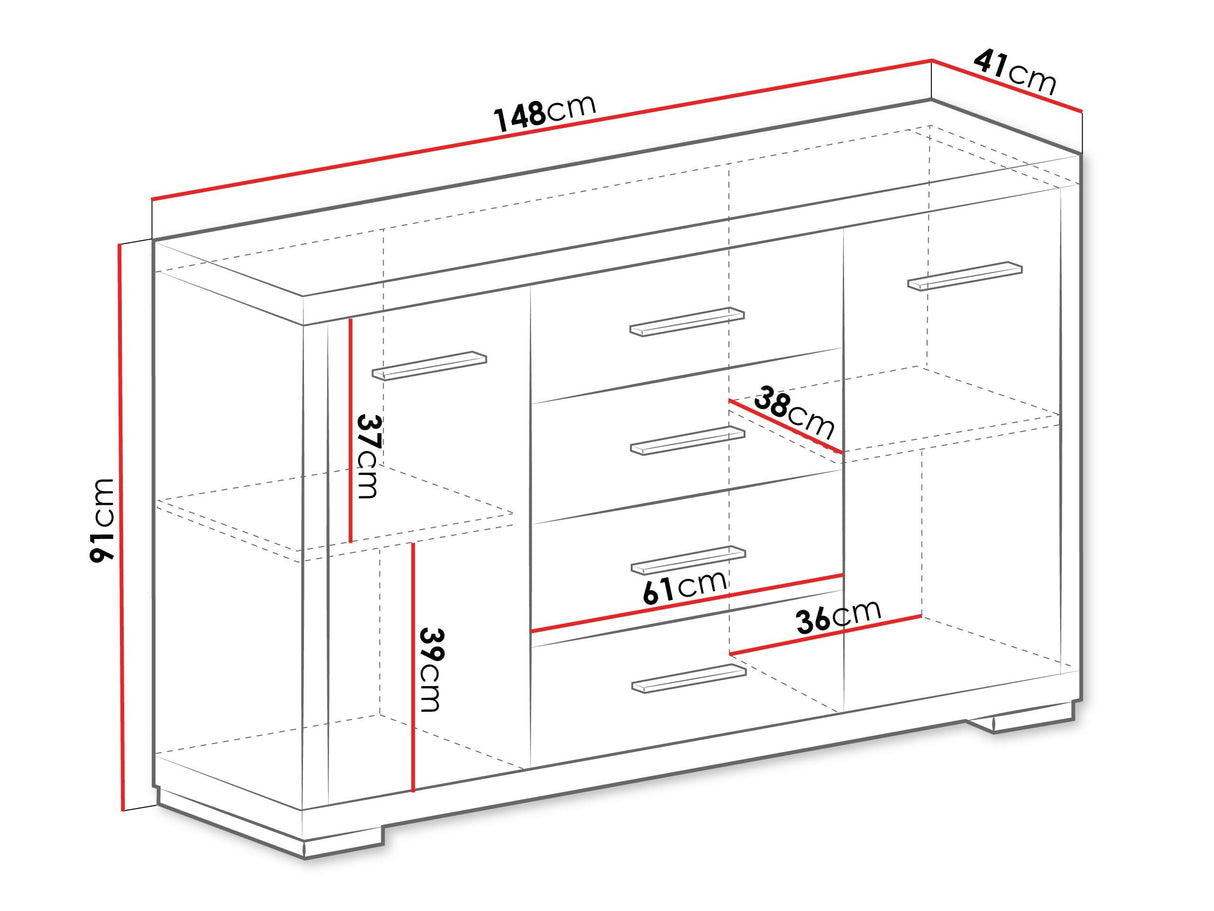 Komód Vegáznemű V-3 (Kelly), Szín: Santana tölgy