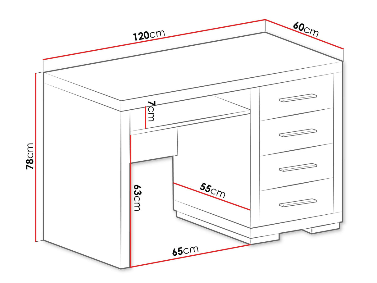 Íróasztal Vegáznemű V-28 (Kelly), Szín: Sötét santana tölgy