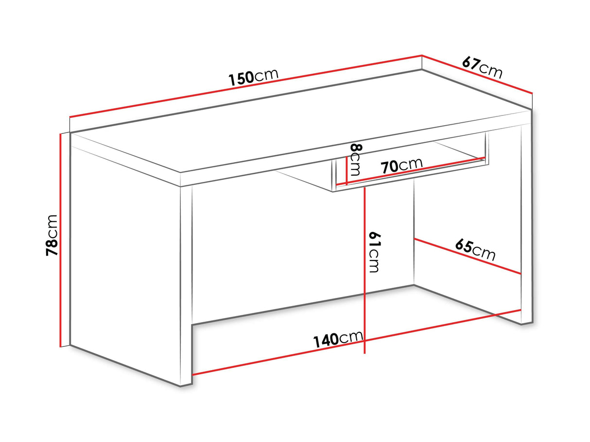 Íróasztal Vegáznemű V-30 (Kelly), Szín: Santana tölgy