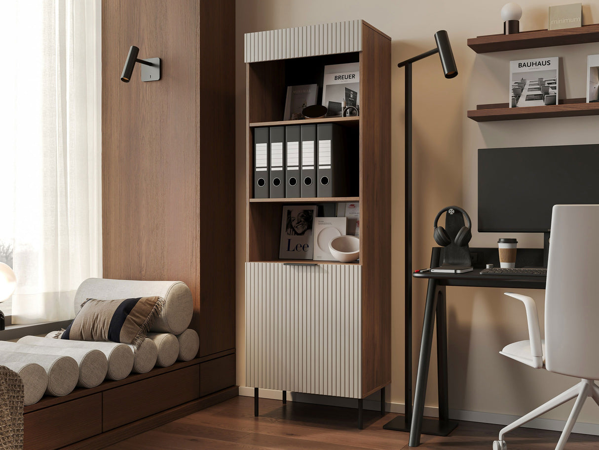 Könyvespolc Witryna wysoka ALMERA typ 3 Orzech Warmia/Kaszmir