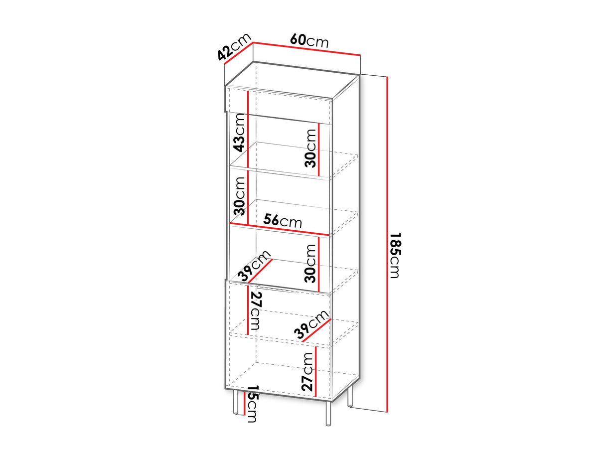 Könyvespolc Witryna wysoka ALMERA typ 3 Orzech Warmia/Kaszmir