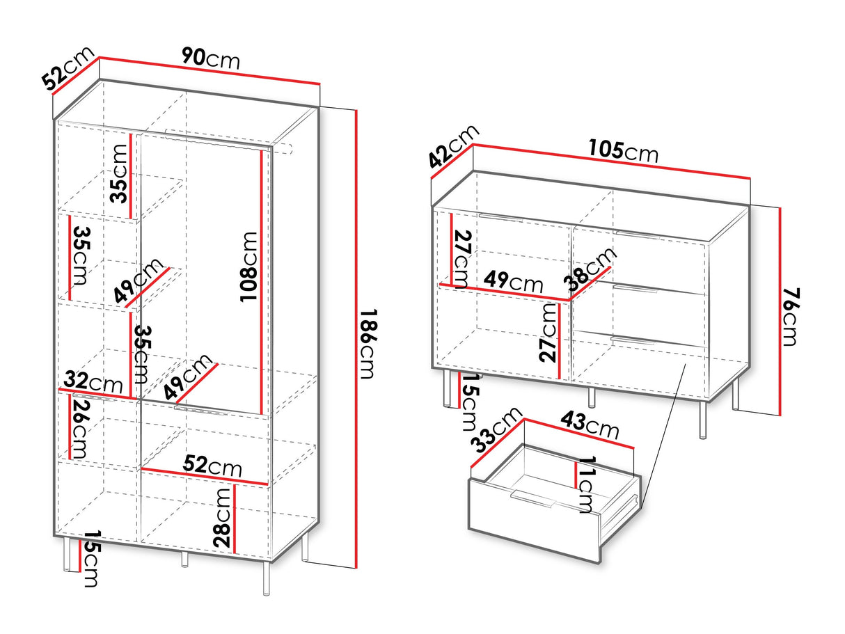 Nappali szett Meble ALMERA III Orzech Warmia/Kaszmir