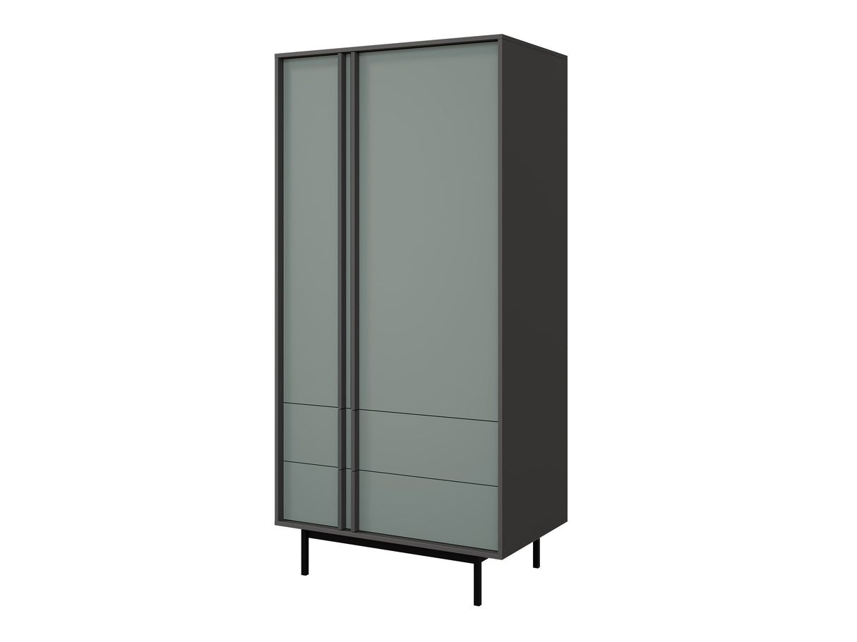 Gardróbszekrény Szafa 2S2D ALSY REG 1 Antracyt/Aloes (Poros zöld)