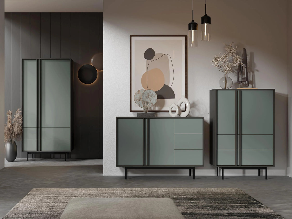 Gardróbszekrény Szafa 2S2D ALSY REG 1 Antracyt/Aloes (Poros zöld)