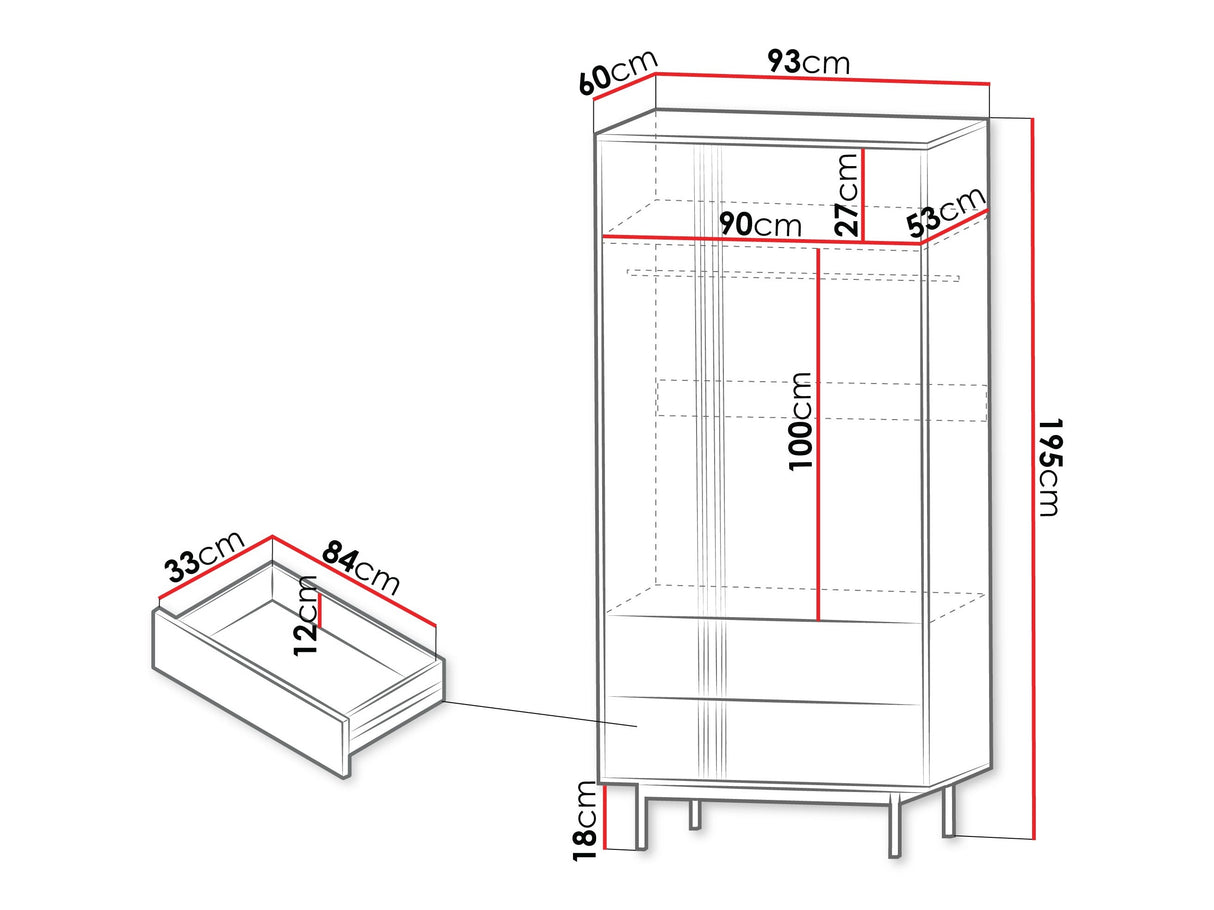 Gardróbszekrény Szafa 2S2D ALSY REG 1 Antracyt/Aloes (Poros zöld)