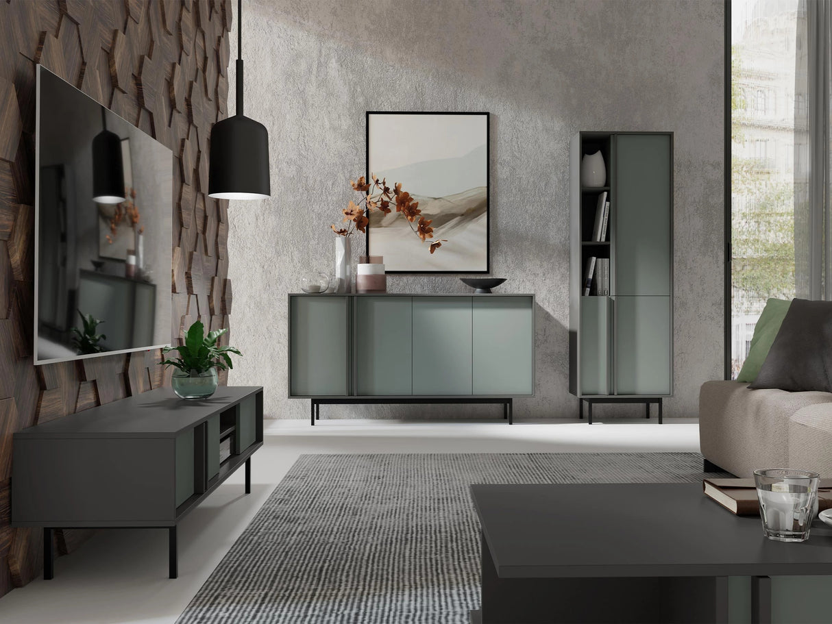 Könyvespolc Słupek 3D ALSY REG 3 Antracyt/Aloes (Poros zöld)