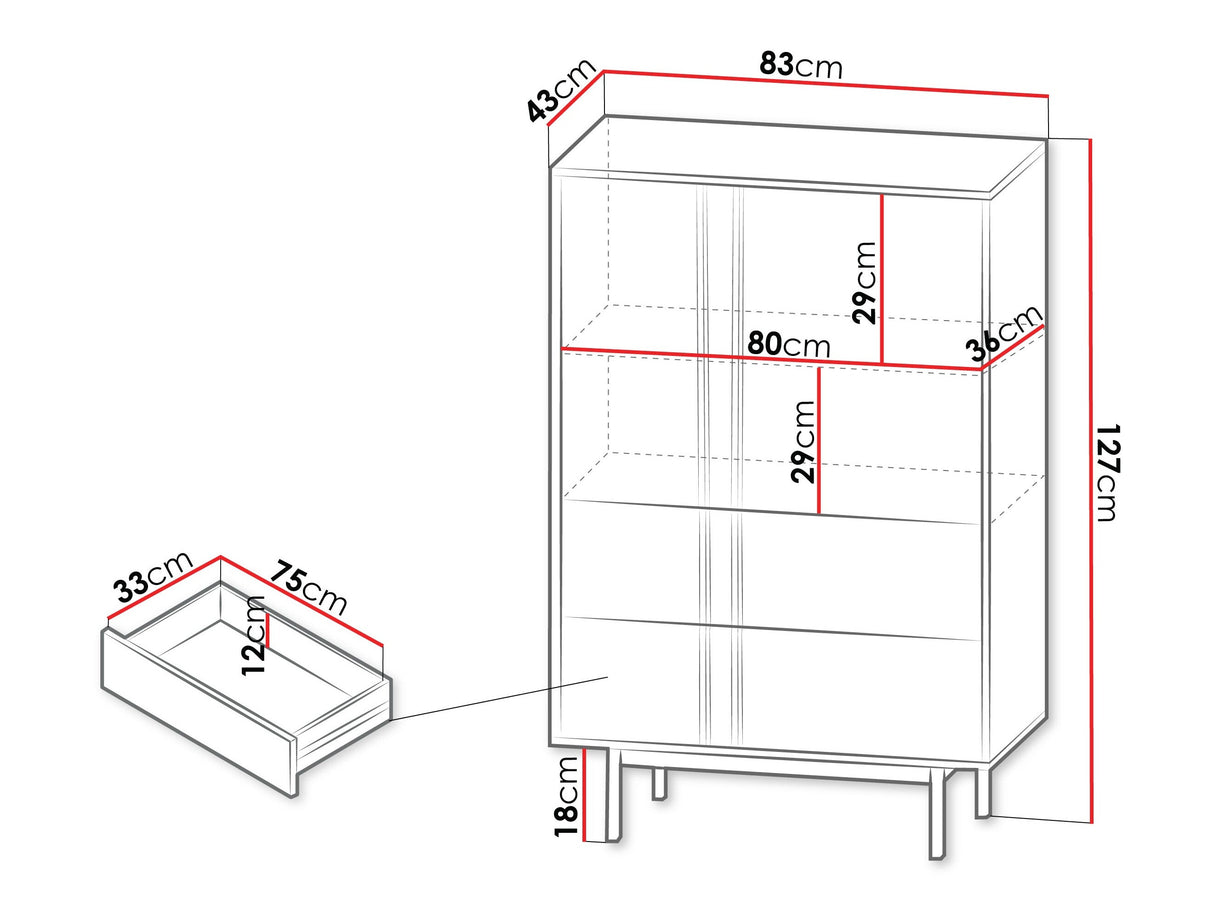 Komód Regał mały 2S2D ALSY REG 5 Antracyt/Aloes (Poros zöld)