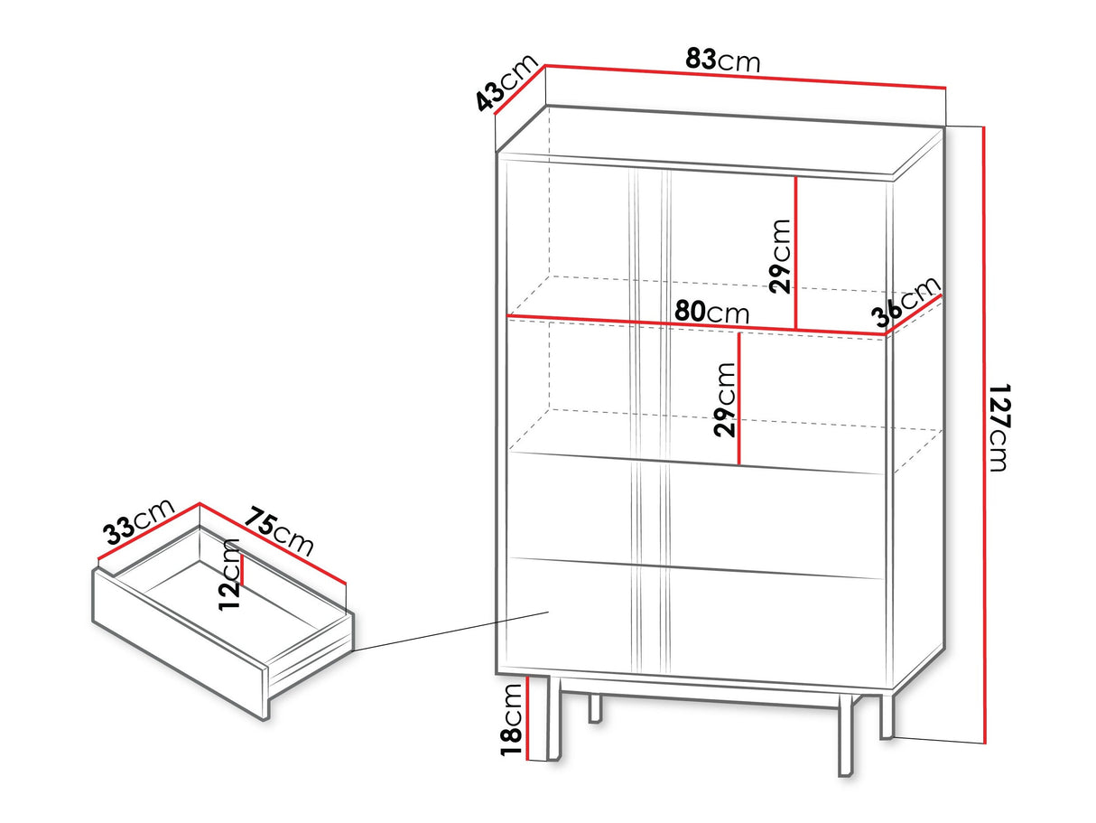 Komód Regał mały 2S2D ALSY REG 5 Antracyt/Dąb Olejowany (Tölgy)