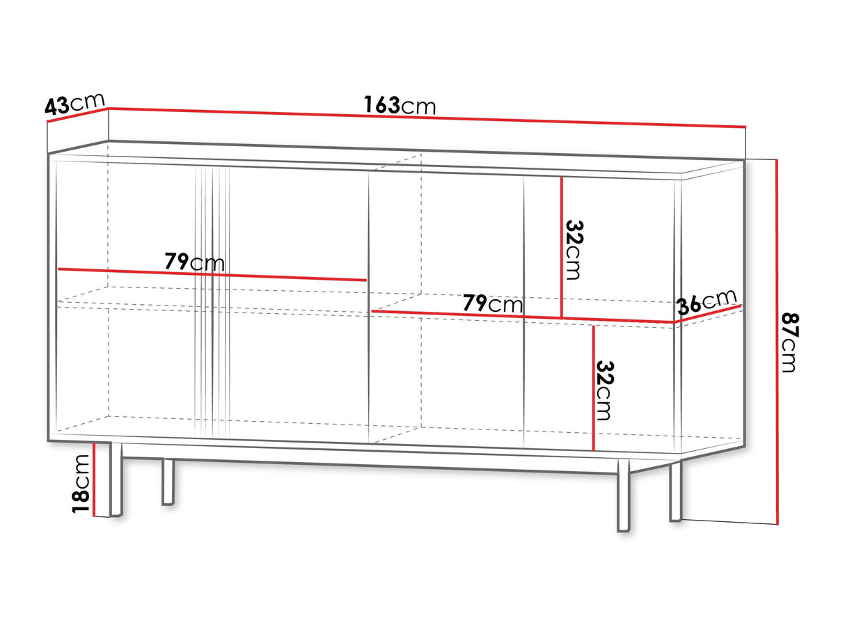 Szekrény Komoda duża 4D ALSY REG 6 Antracyt/Beż Jasny (Beige)