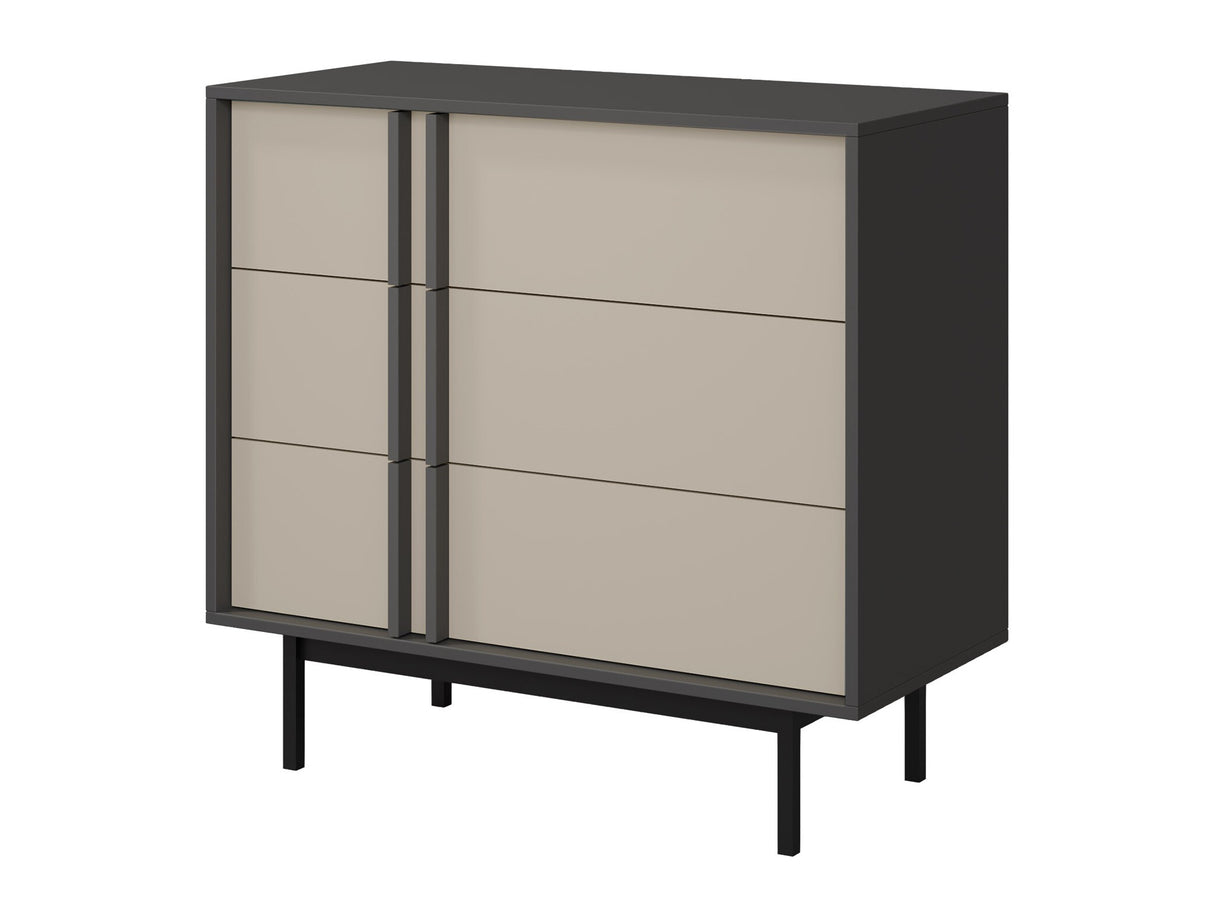 Komód Komoda mała 3S ALSY REG 8 Antracyt/Beż Jasny (Beige)