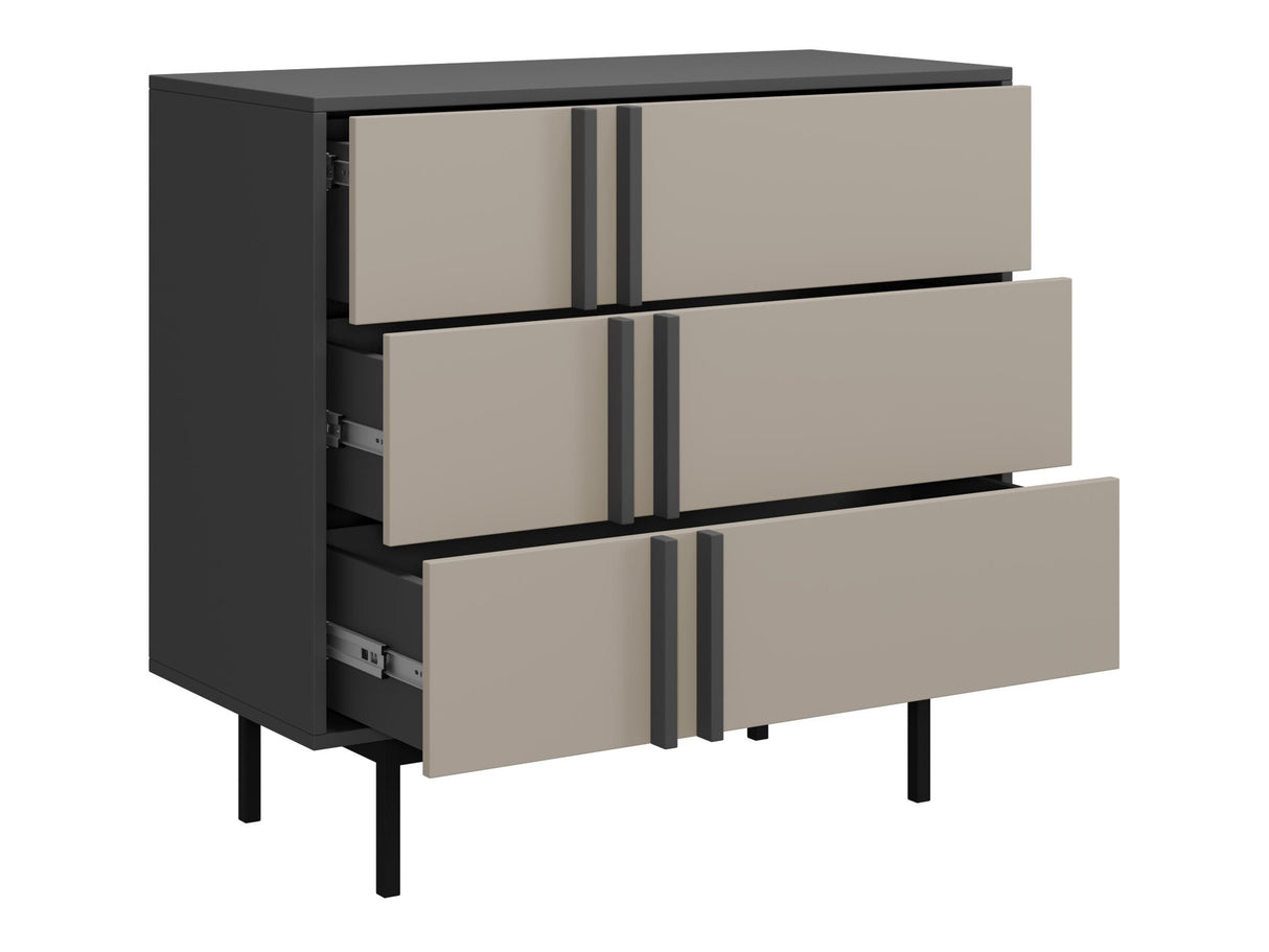 Komód Komoda mała 3S ALSY REG 8 Antracyt/Beż Jasny (Beige)