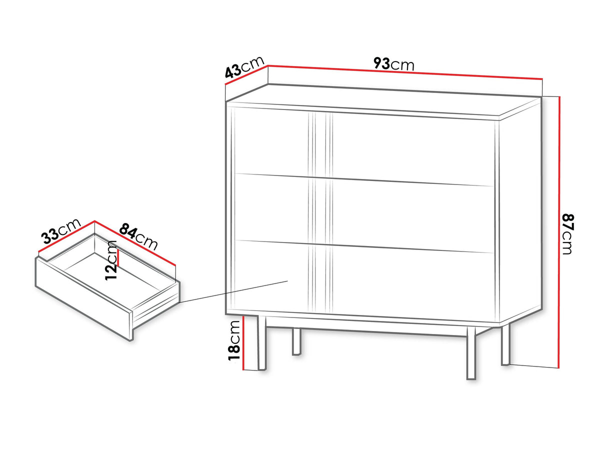 Komód Komoda mała 3S ALSY REG 8 Antracyt/Aloes (Poros zöld)