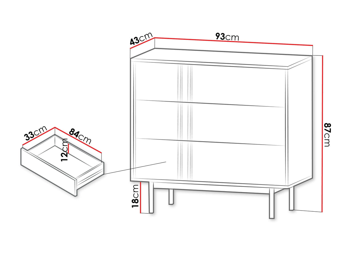 Komód Komoda mała 3S ALSY REG 8 Antracyt/Dąb Olejowany (Tölgy)