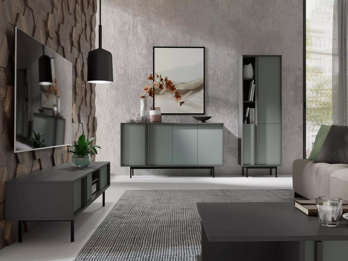 TV-állvány Szafka RTV duża 3D ALSY REG 9 Antracyt/Aloes (Poros zöld)