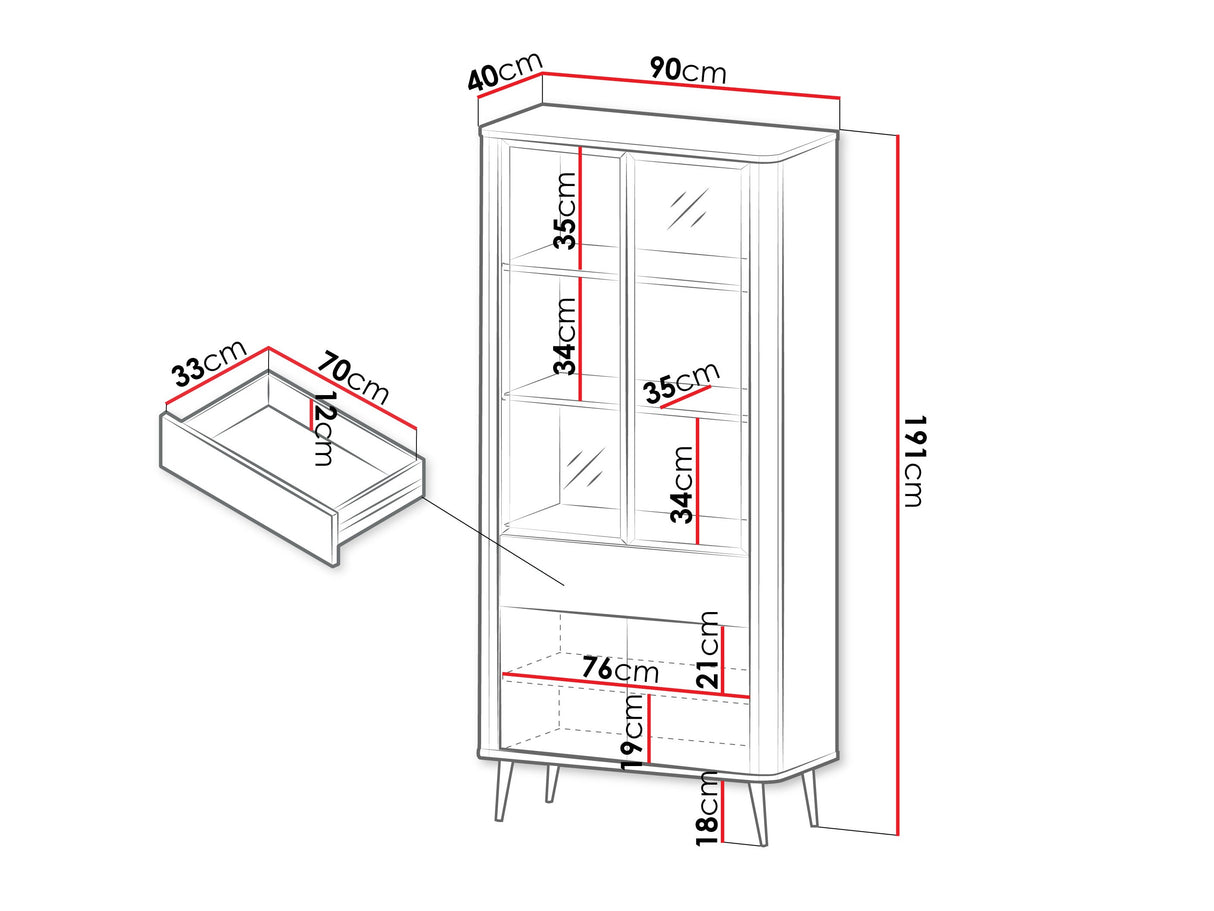 Könyvespolc 1SD2W MARLY REG 2, Szín: Kasmír + Dió
