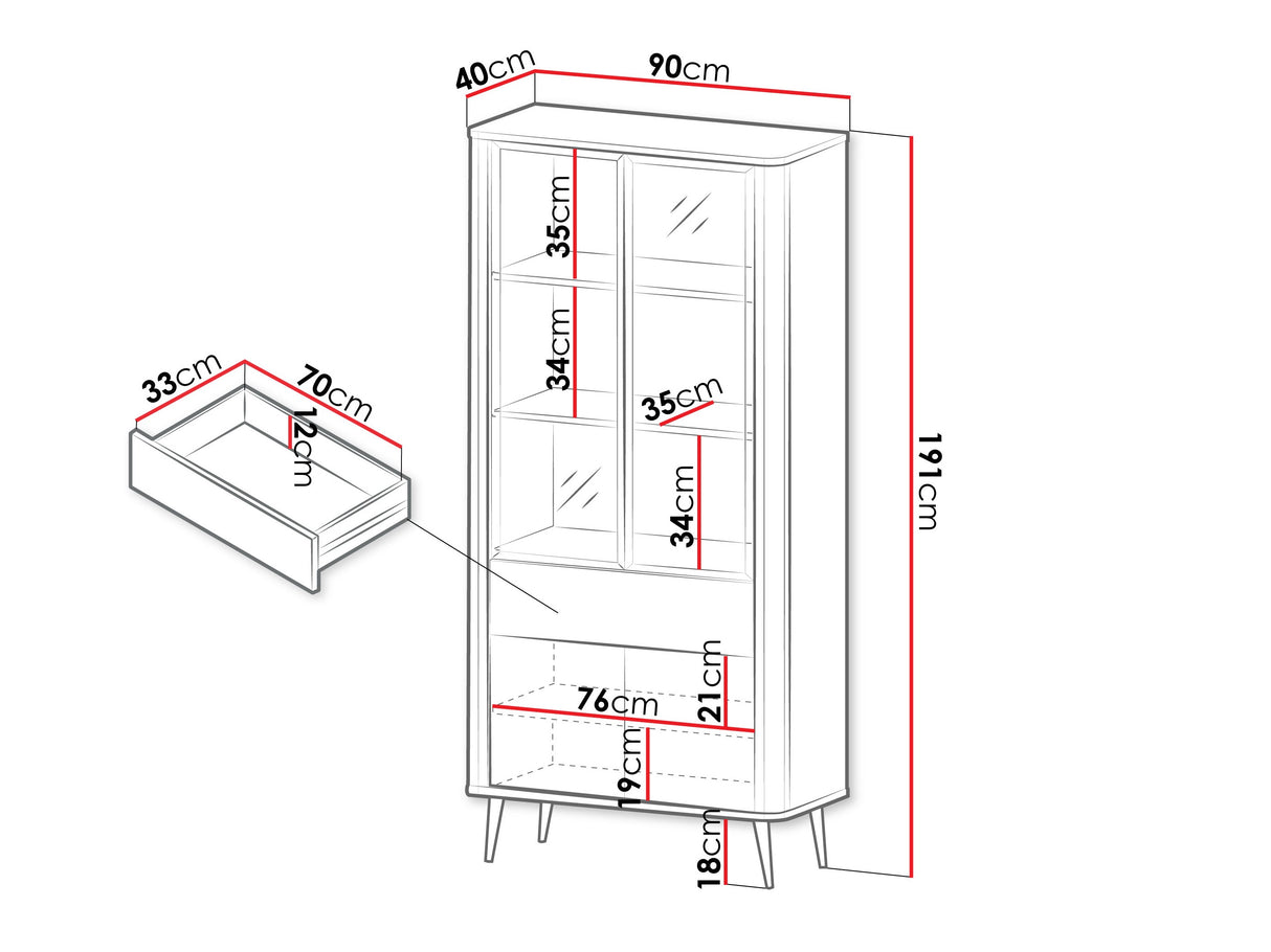 Könyvespolc 1SD2W MARLY REG 2, Szín: Kasmír + Szürke márvány
