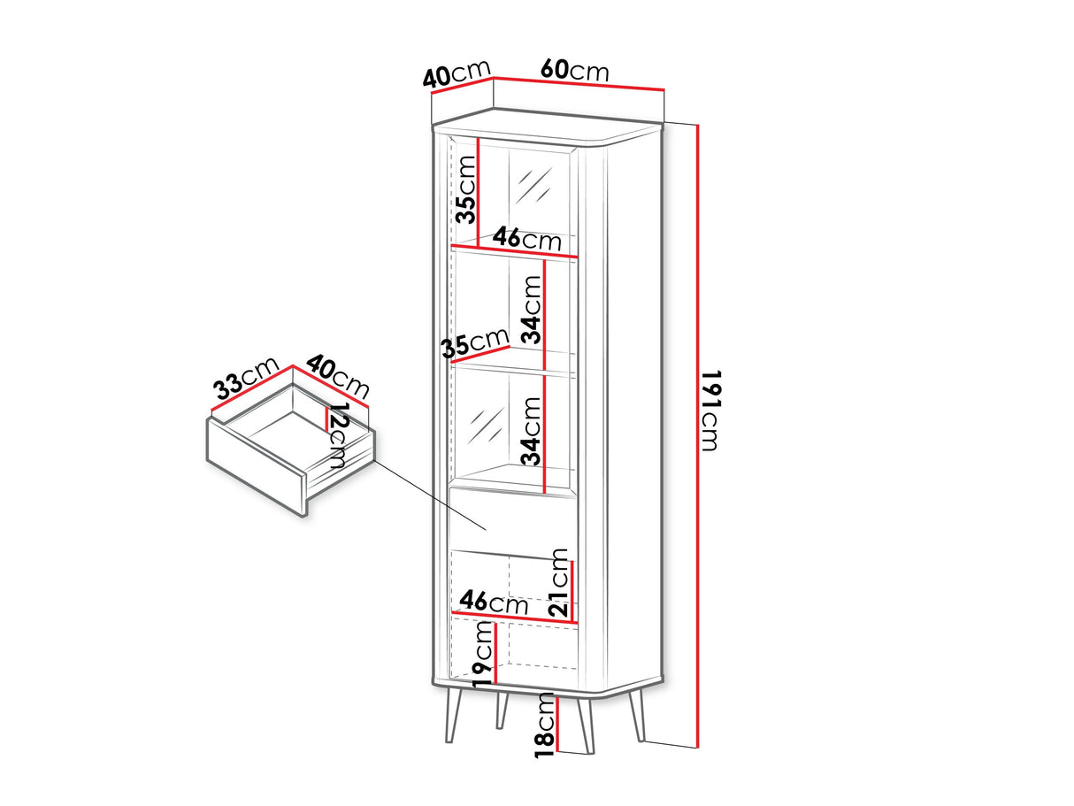 Könyvespolc 1S1D1W MARLY REG 3, Szín: Kasmír + Dió