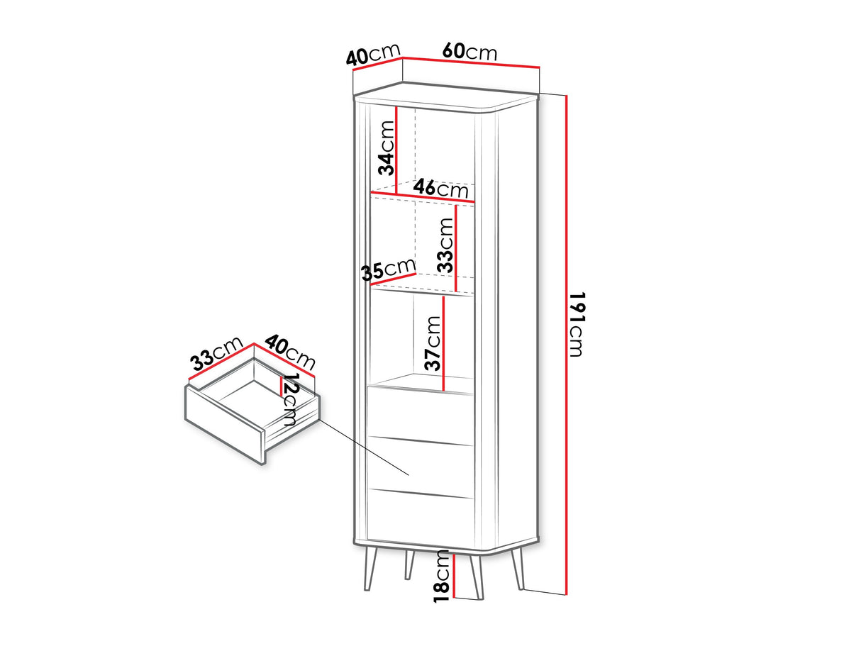 Könyvespolc 3S1D MARLY REG 4, Szín: Kasmír + Szürke márvány