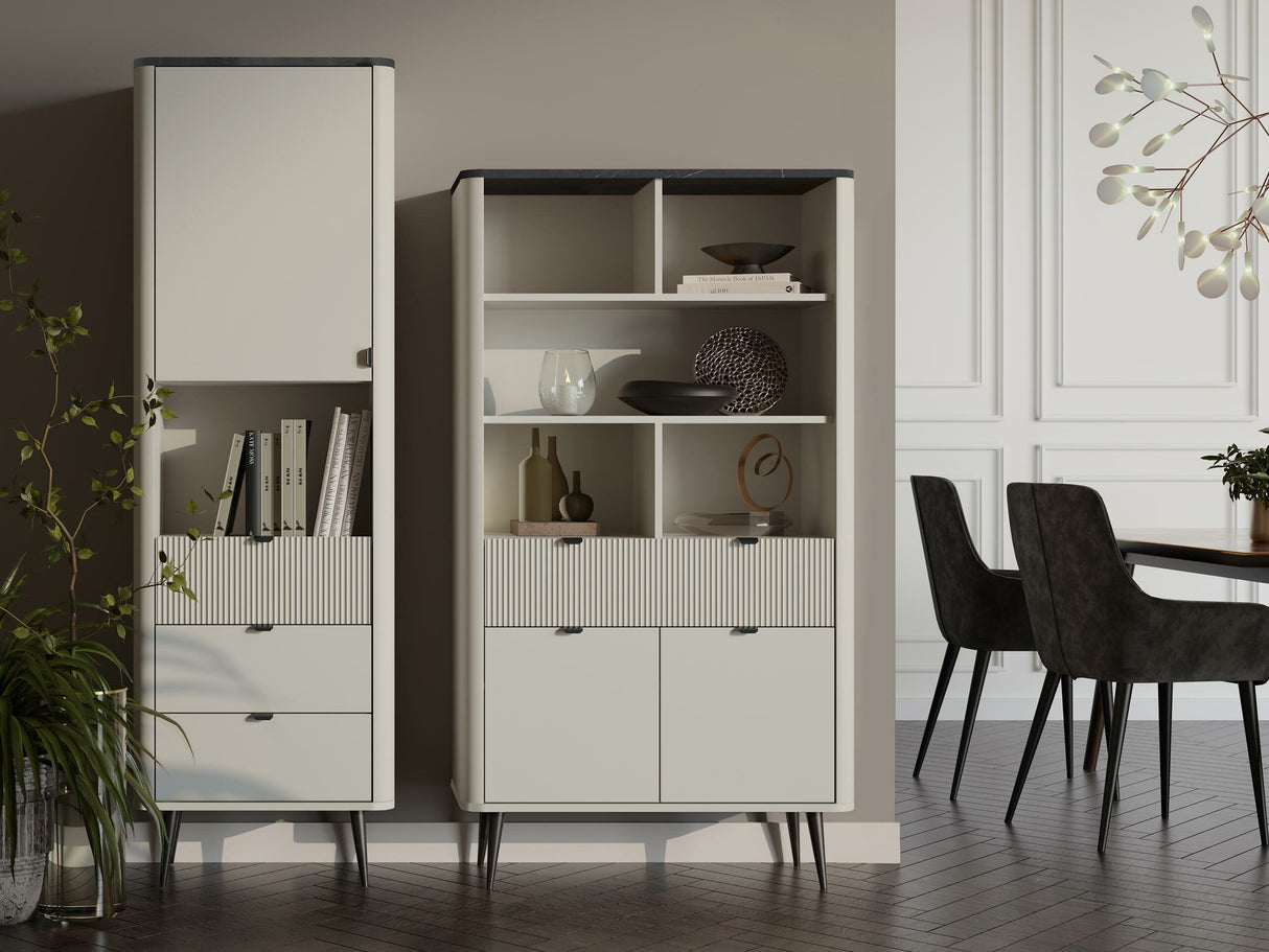 Könyvespolc 3S1D MARLY REG 4, Szín: Kasmír + Szürke márvány