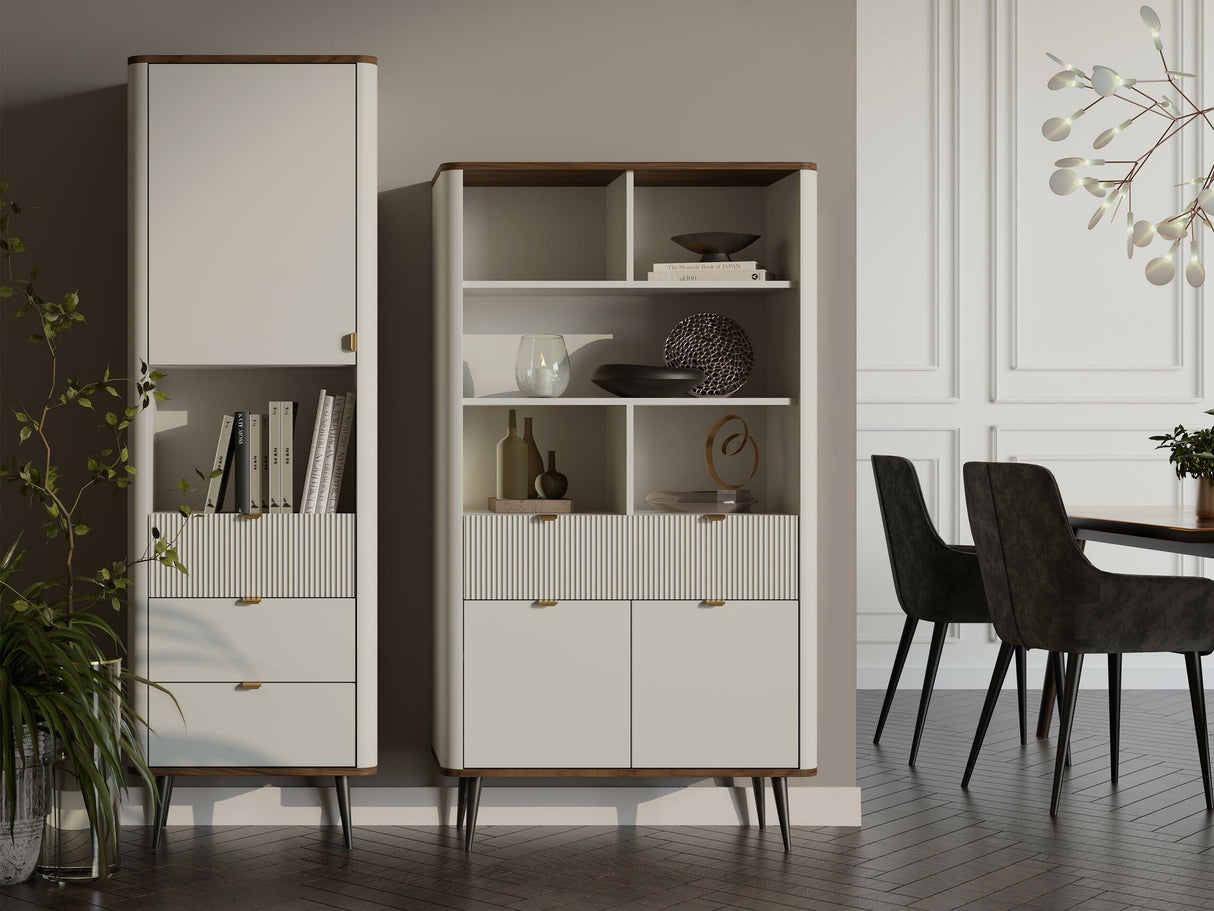 Könyvespolc 1S2D MARLY REG 5, Szín: Kasmír + Dió