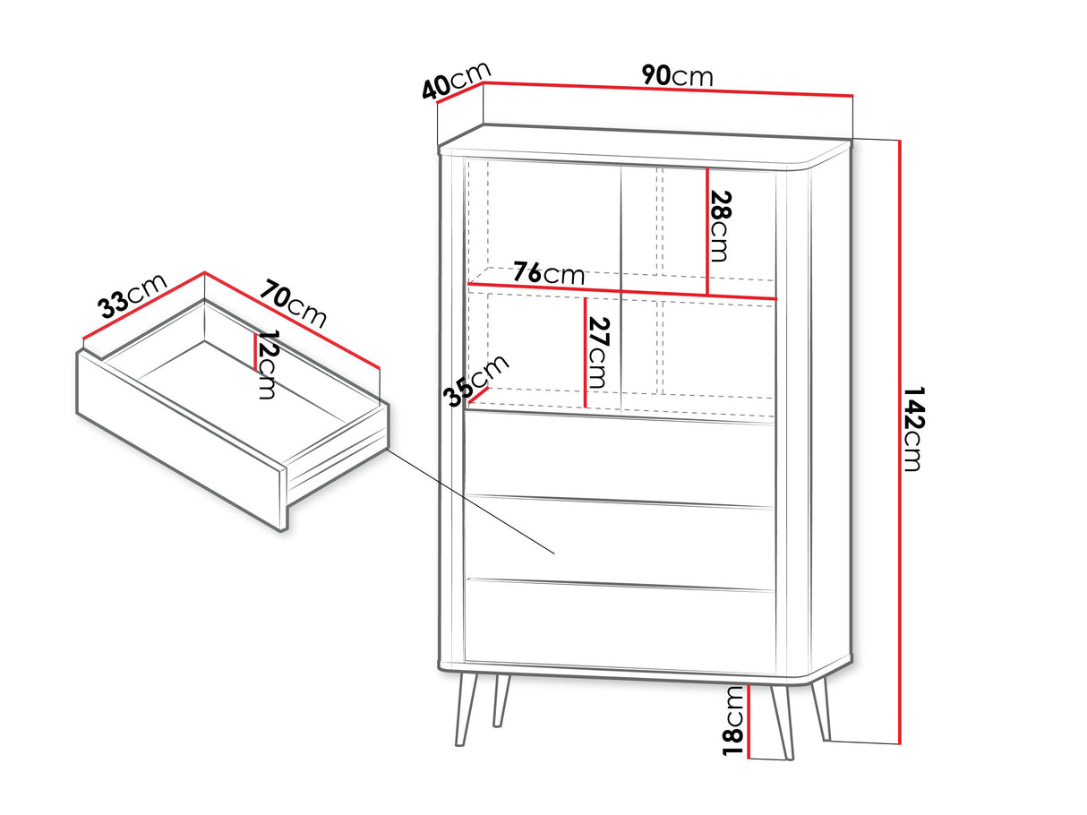 Könyvespolc 2D3S MARLY REG 6, Szín: Kasmír + Dió