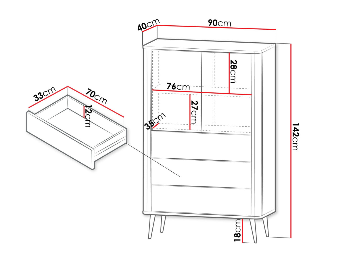 Könyvespolc 2D3S MARLY REG 6, Szín: Kasmír + Szürke márvány