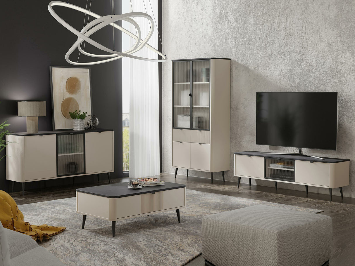 Szekrény 2D1W MARLY REG 7, Szín: Kasmír + Szürke márvány