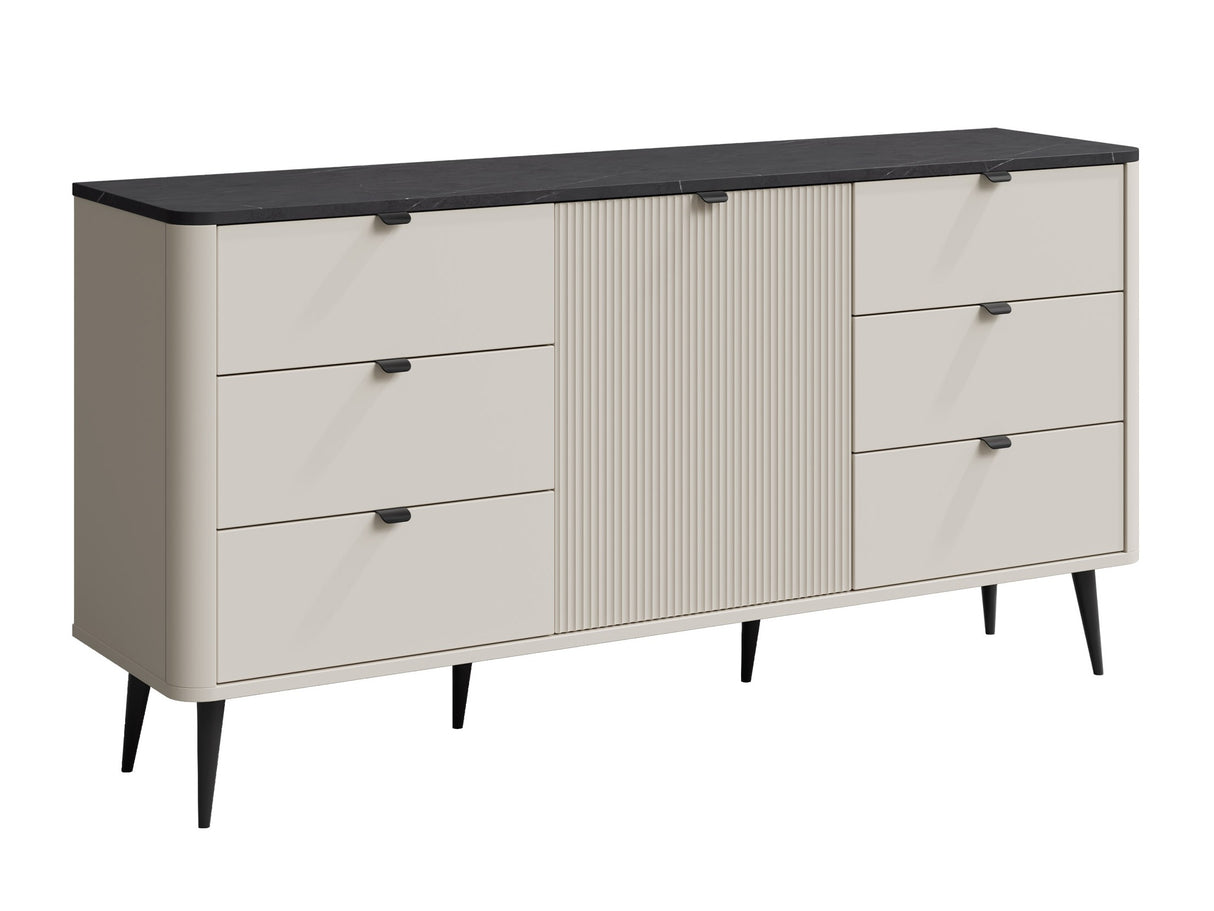 Komód 6S1D MARLY REG 9, Szín: Kasmír + Szürke márvány