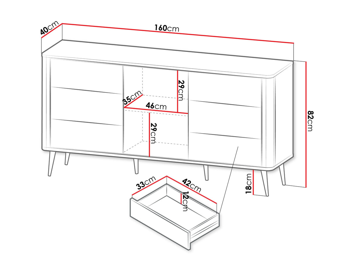 Komód 6S1D MARLY REG 9, Szín: Kasmír + Szürke márvány