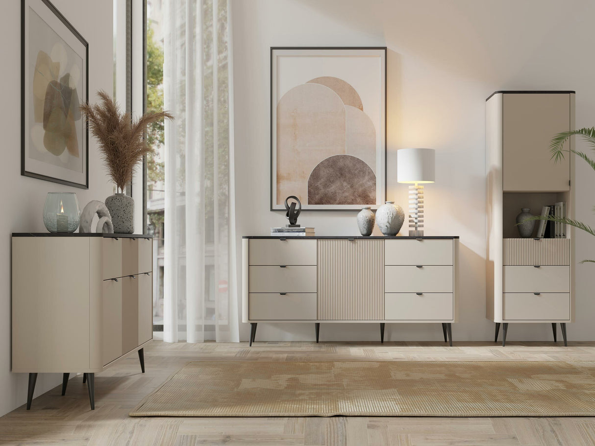 Komód 6S1D MARLY REG 9, Szín: Kasmír + Szürke márvány