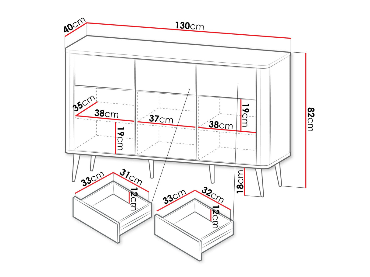Komód 3S3D MARLY REG 10, Szín: Kasmír + Dió