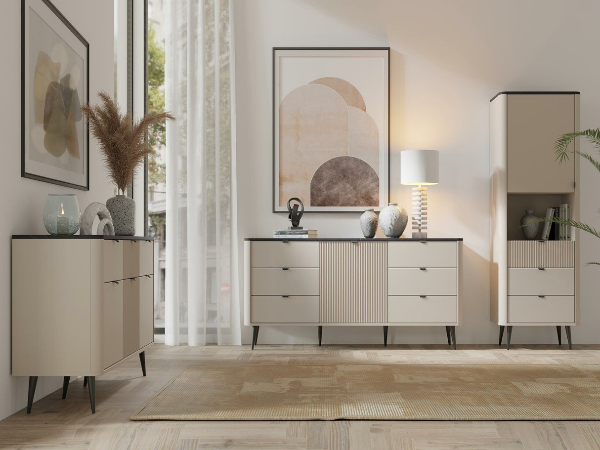 Komód 3S3D MARLY REG 10, Szín: Kasmír + Szürke márvány