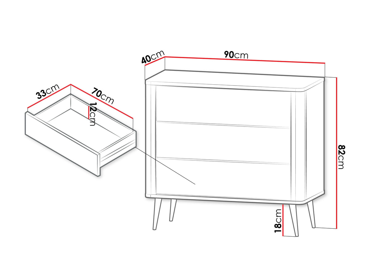 Komód 3S MARLY REG 11, Szín: Kasmír + Dió