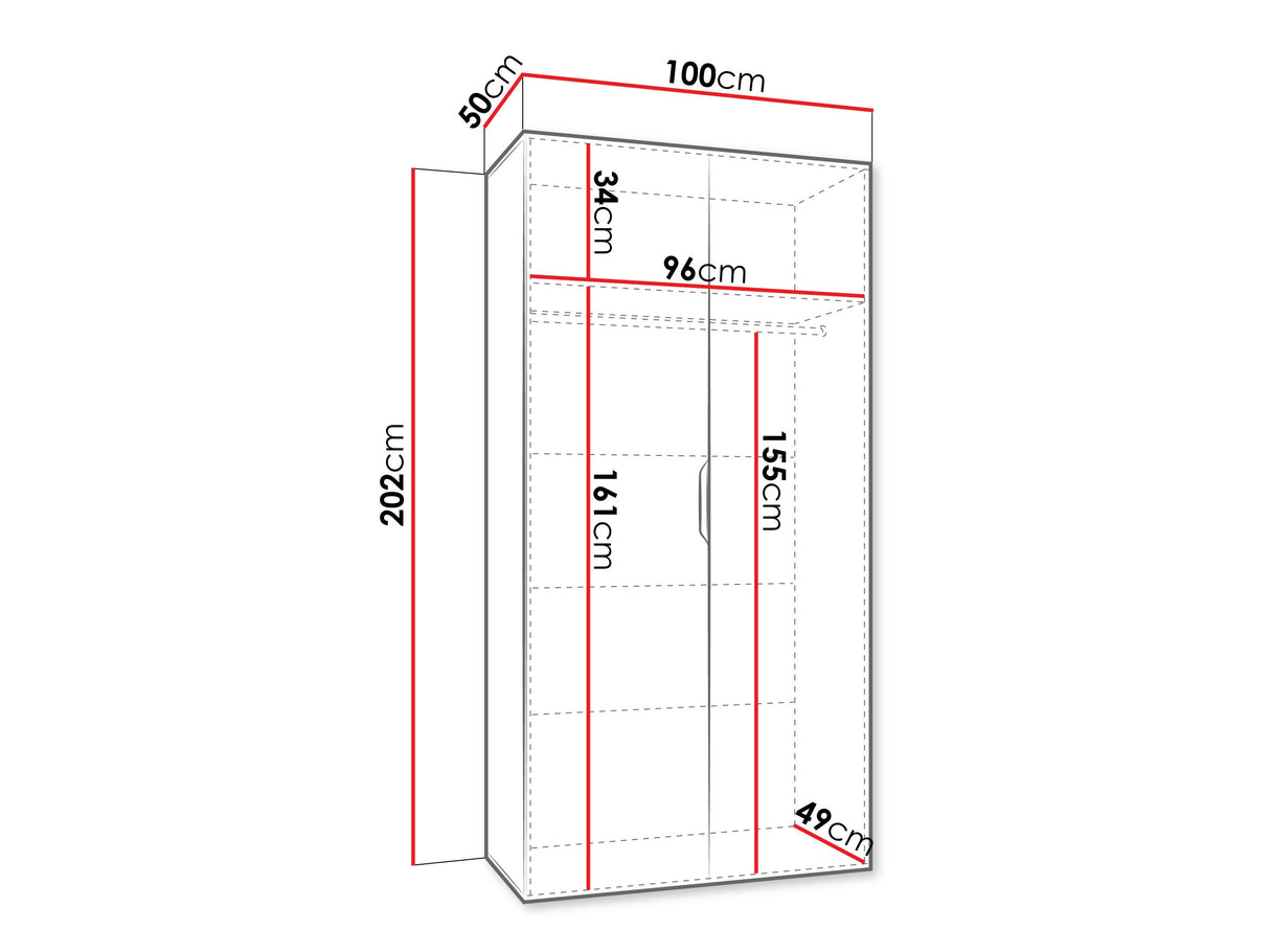 Gardróbszekrény Szafa 100 MALAGA, Szín: Fekete