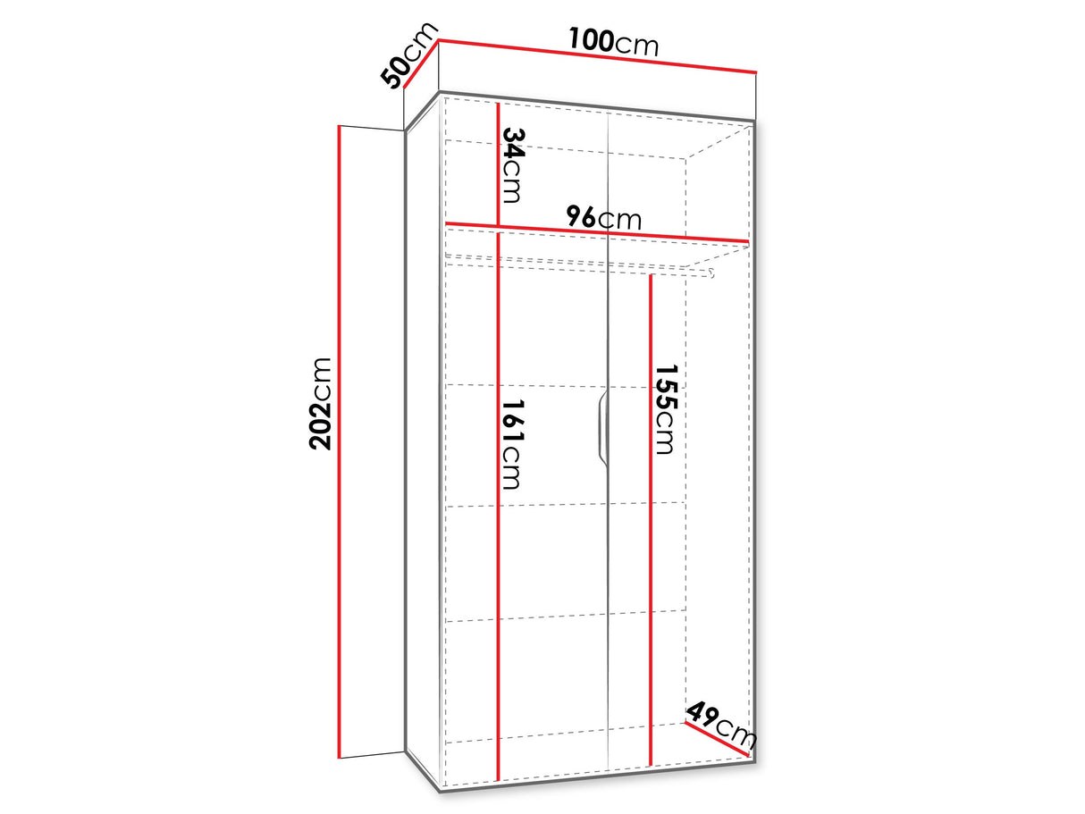 Gardróbszekrény Szafa 100 MALAGA z lustrem, Szín: Kasmír