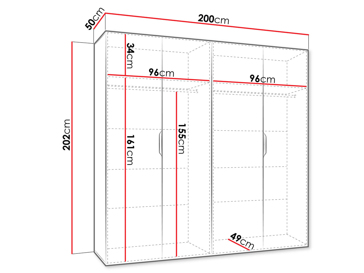 Gardróbszekrény Szafa 200 MALAGA, Szín: Kasmír
