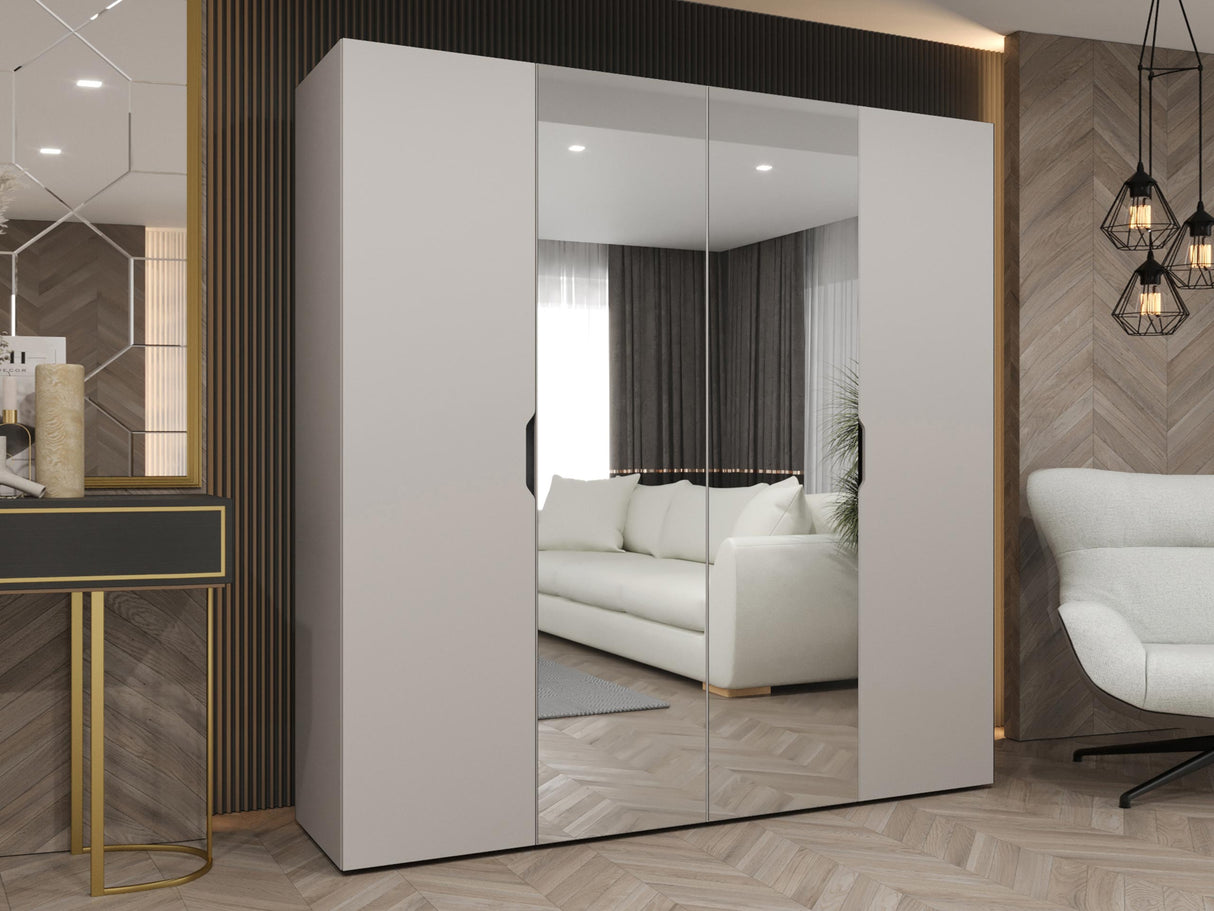 Gardróbszekrény Szafa 200 MALAGA z lustrem, Szín: Kasmír