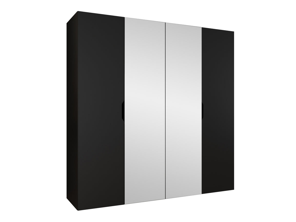 Gardróbszekrény Szafa 200 MALAGA z lustrem, Szín: Fekete