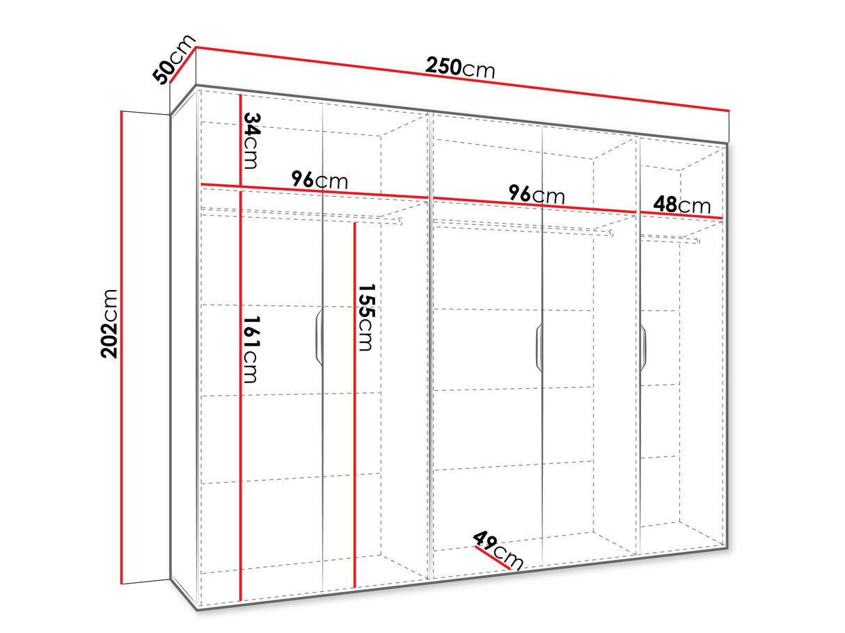 Gardróbszekrény Szafa 250 MALAGA, Szín: Kasmír