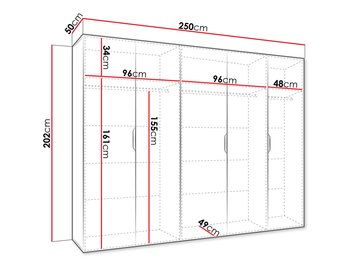 Gardróbszekrény Szafa 250 MALAGA, Szín: Fehér
