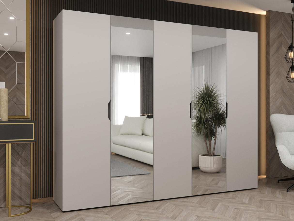 Gardróbszekrény Szafa 250 MALAGA z lustrem, Szín: Kasmír