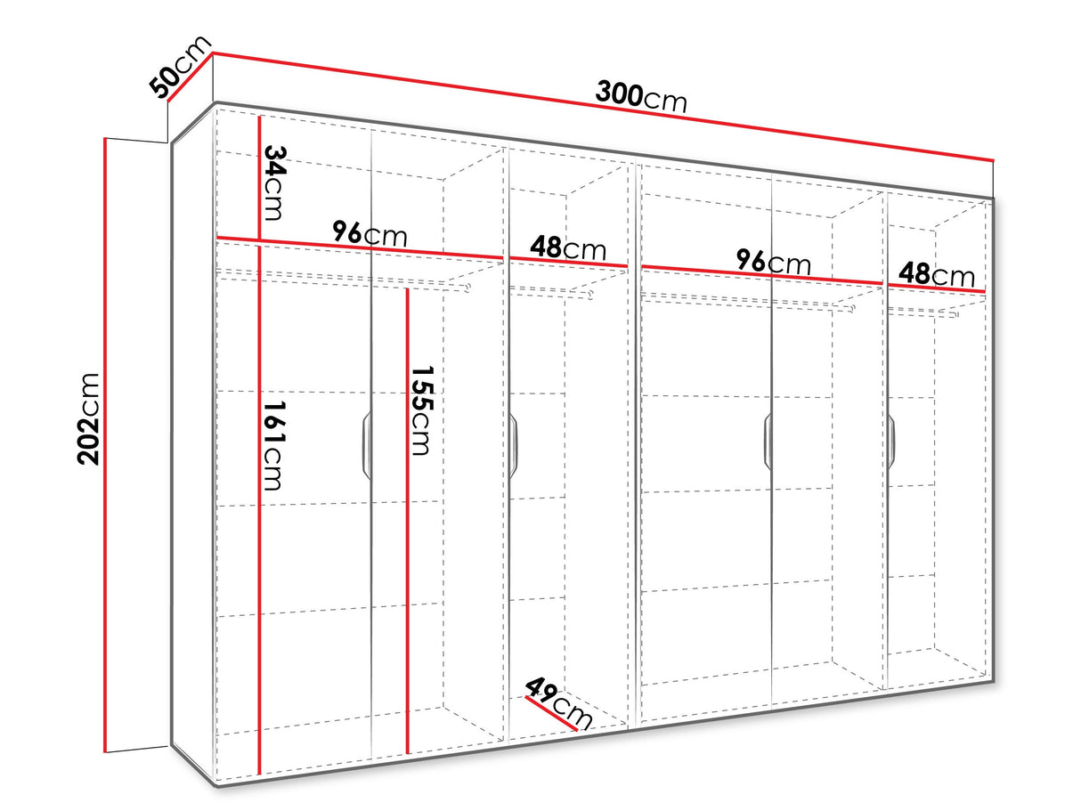 Gardróbszekrény Szafa 300 MALAGA, Szín: Kasmír