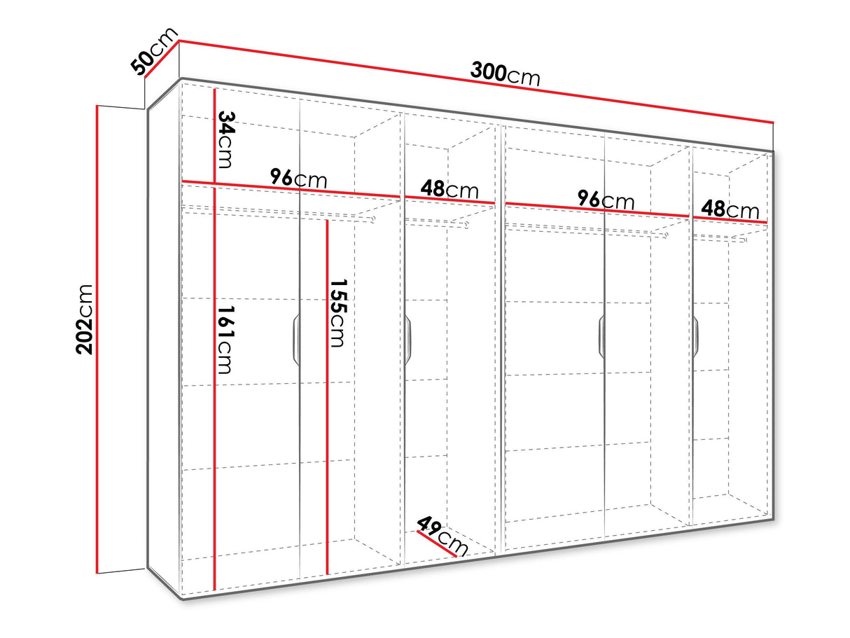 Gardróbszekrény Szafa 300 MALAGA, Szín: Fehér