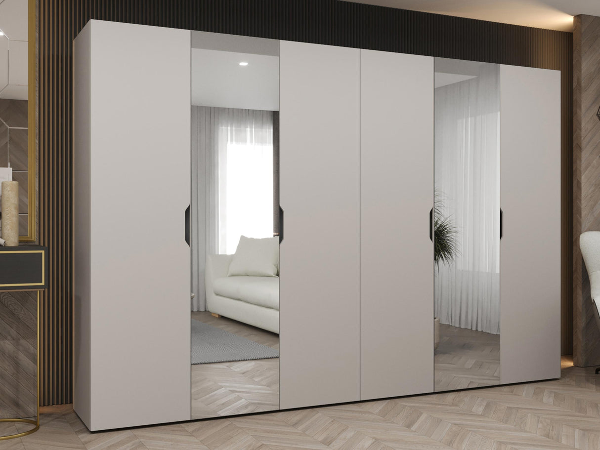 Gardróbszekrény Szafa 300 MALAGA z lustrem, Szín: Kasmír