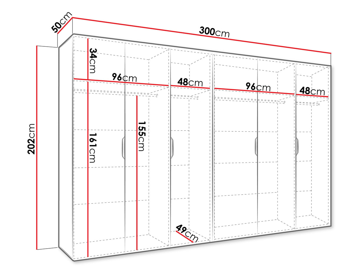 Gardróbszekrény Szafa 300 MALAGA z lustrem, Szín: Kasmír