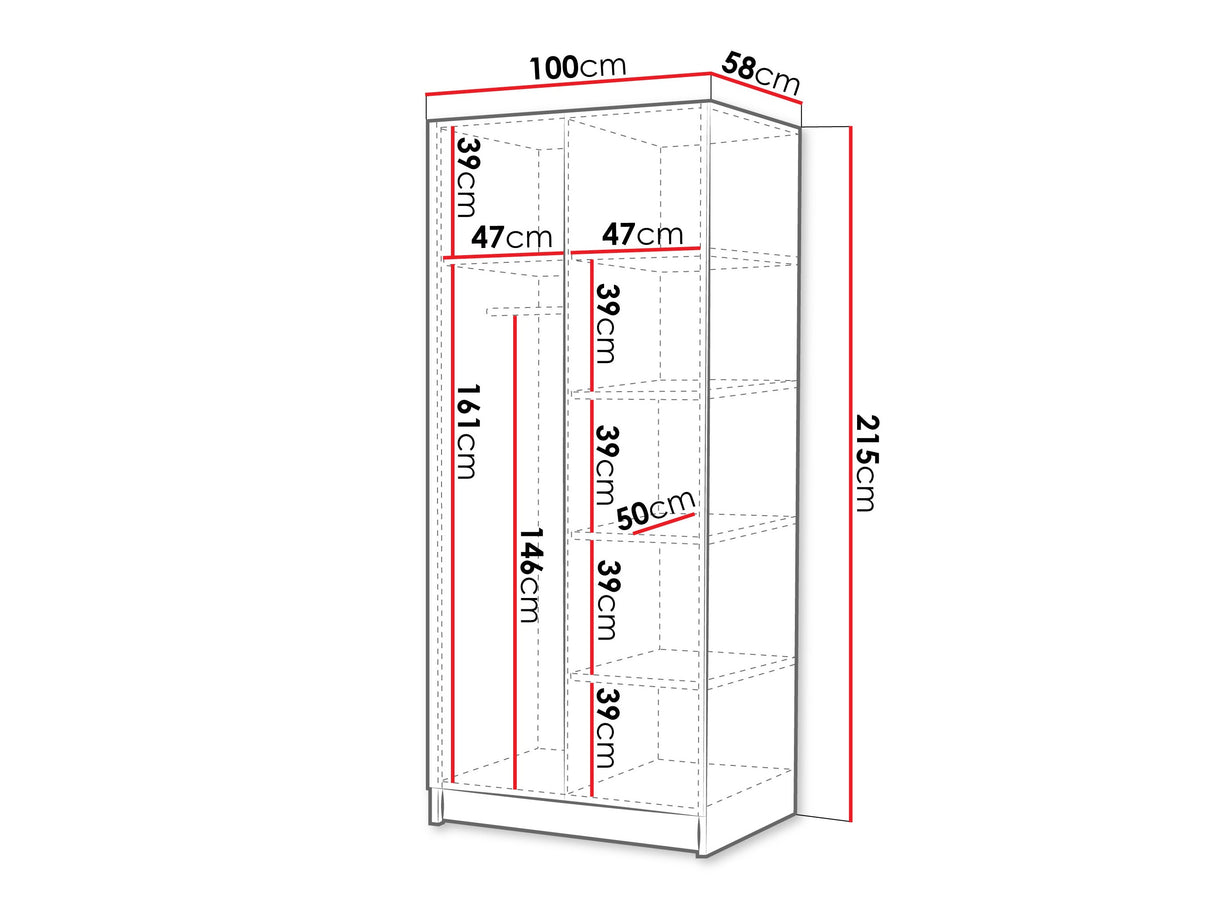 Gardróbszekrény Szafa BONO I, Szín: Fehér + Fényes fehér + Aranysárga